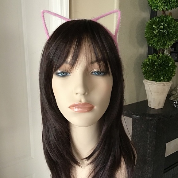 Cat Ears Hair Headband Pink Fuzzy Kitten Halloween Party Costume Crafts Girl NEW - Picture 13 of 13